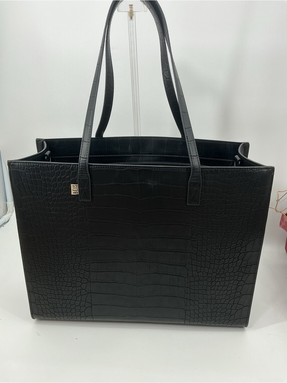 BÉIS The Large Work Tote Black Croc
